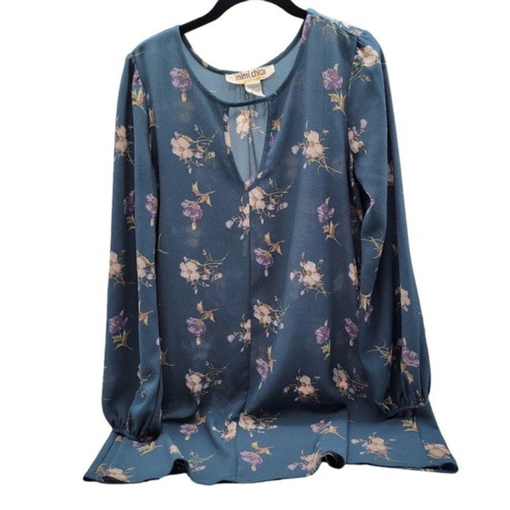 Mimi Chica Long‎ Sleeve Flora Blouse Sz Lg